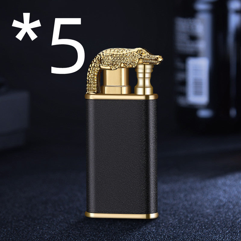 Creative Blue Flame Lighter Dolphin Dragon Tiger Double Fire Metal Winproof Lighter Inflatable Lighter