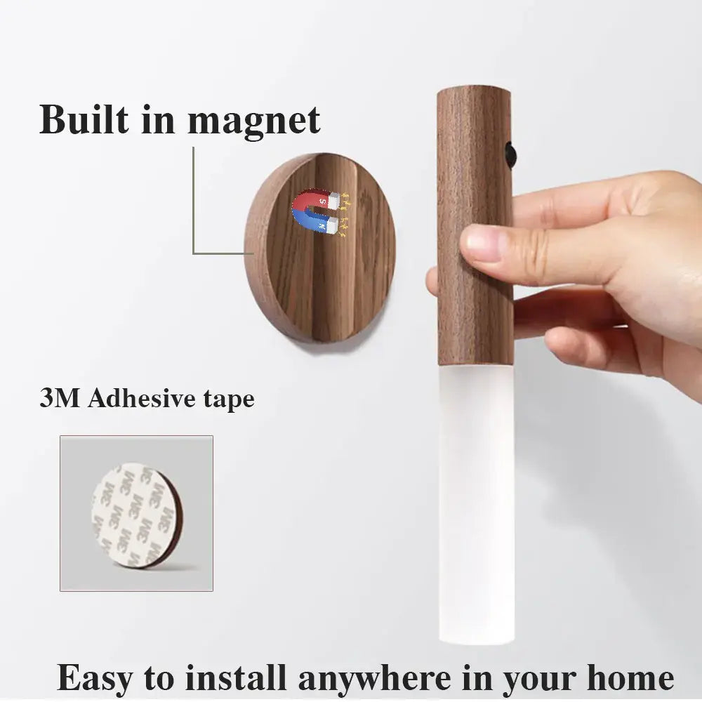 LED Wood Night Light Magnetic USB Lamp For Home